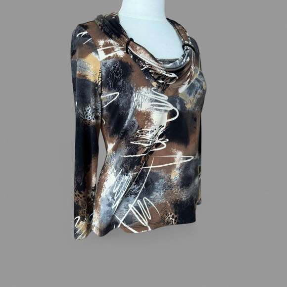 Abstract Print Cowl Neck Sweater - Picture 2 of 4